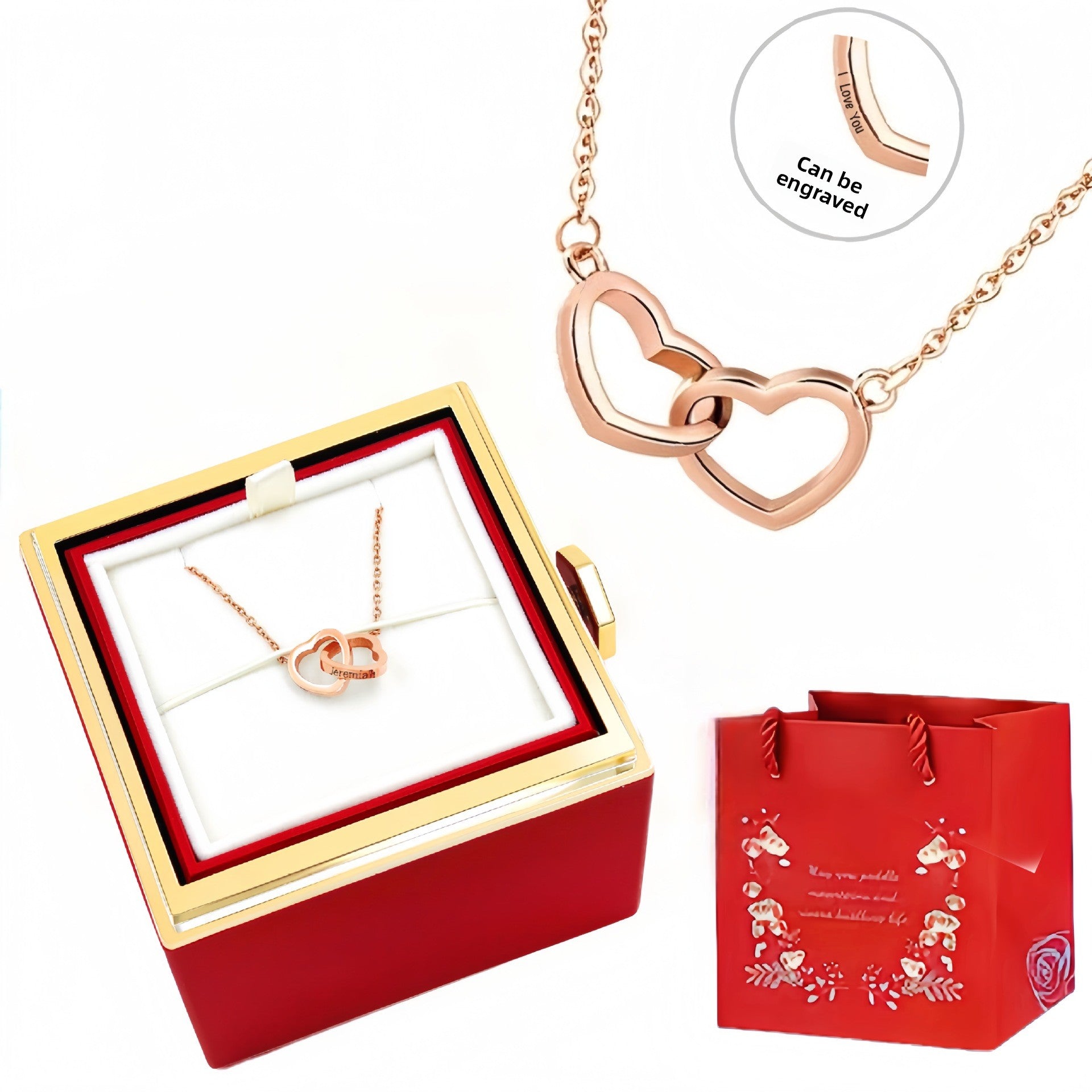 Double Heart Titanium Steel Necklace for Women - Fashion