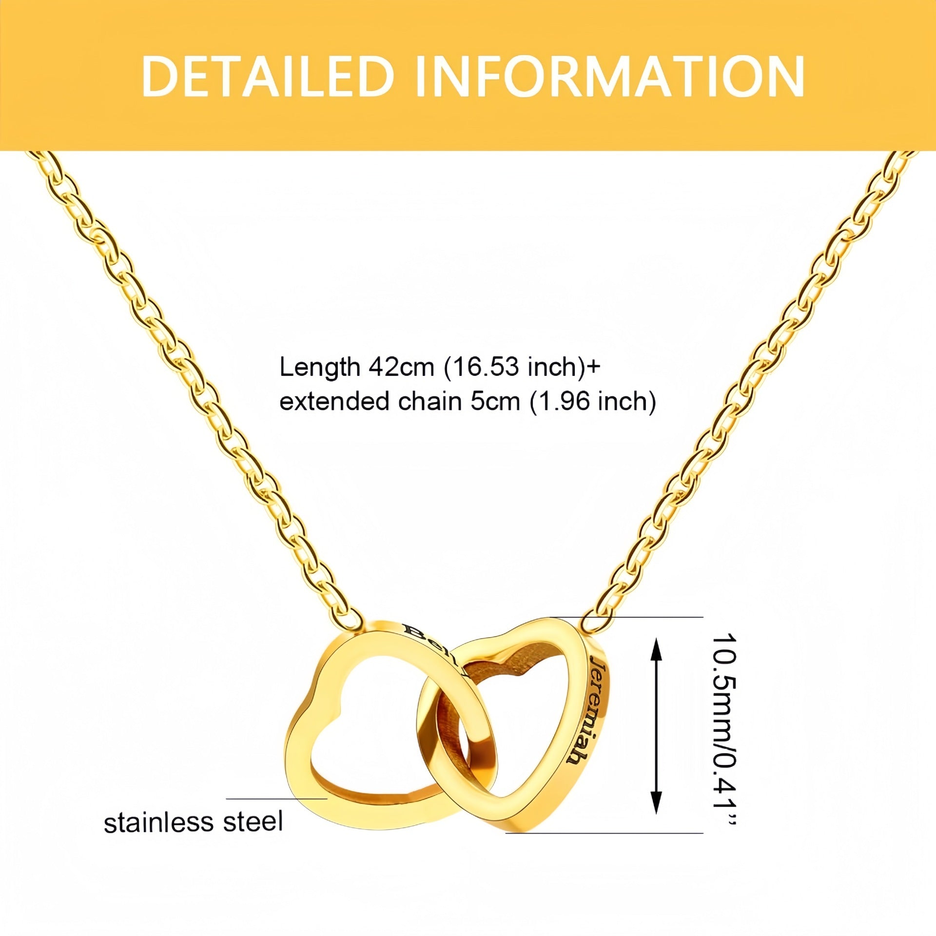 Double Heart Titanium Steel Necklace for Women - Fashion
