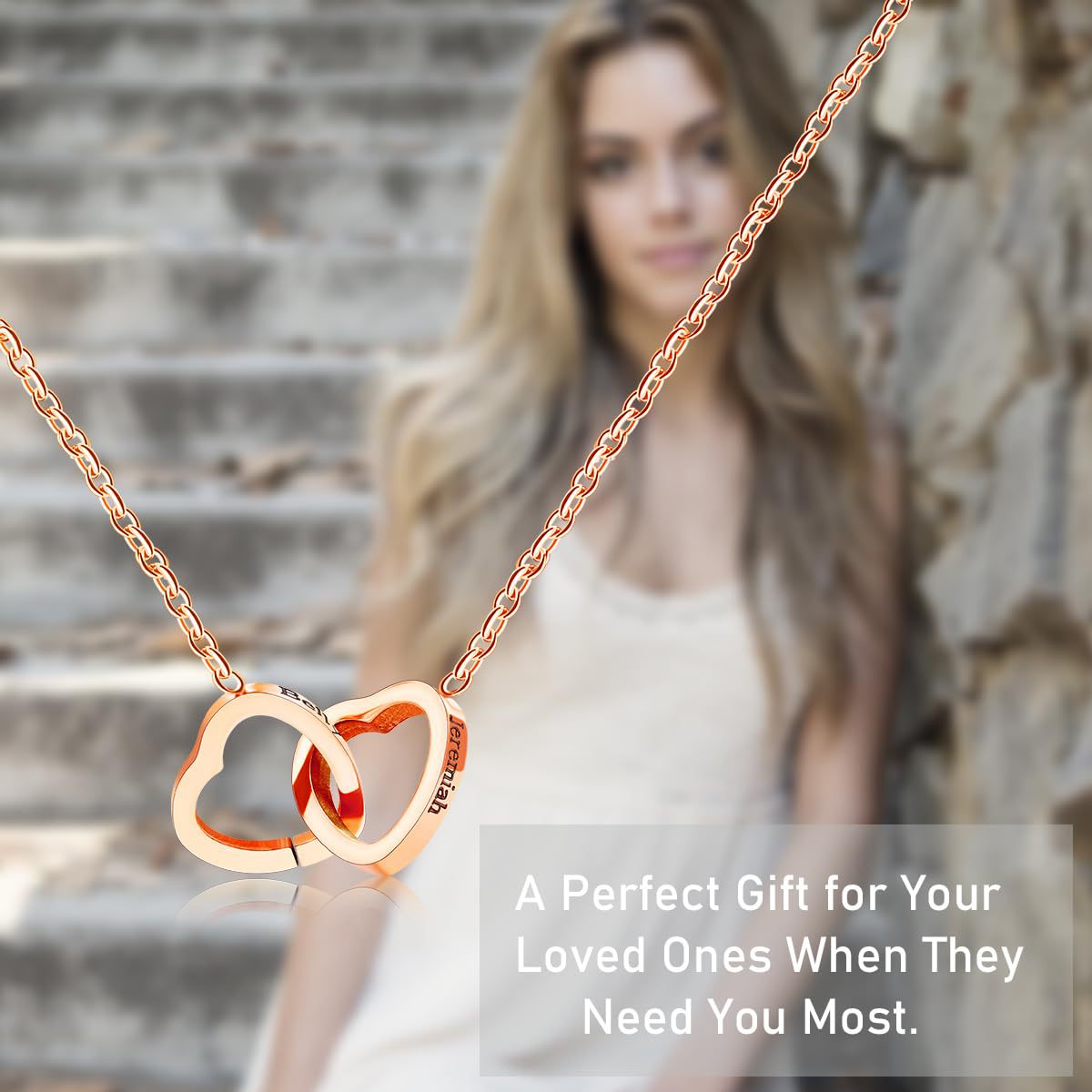 Double Heart Titanium Steel Necklace for Women - Fashion