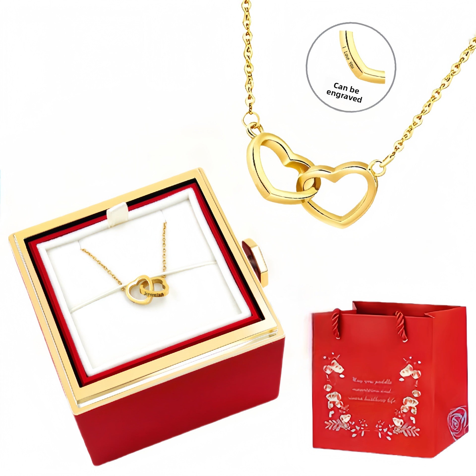 Double Heart Titanium Steel Necklace for Women - Fashion