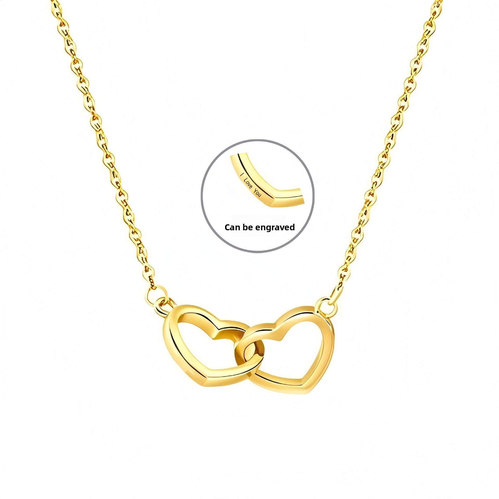 Double Heart Titanium Steel Necklace for Women - Fashion