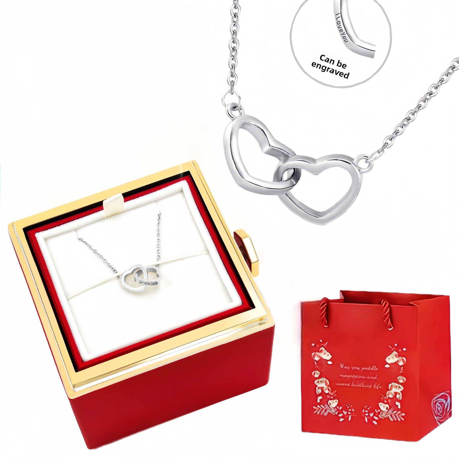 Double Heart Titanium Steel Necklace for Women - Fashion