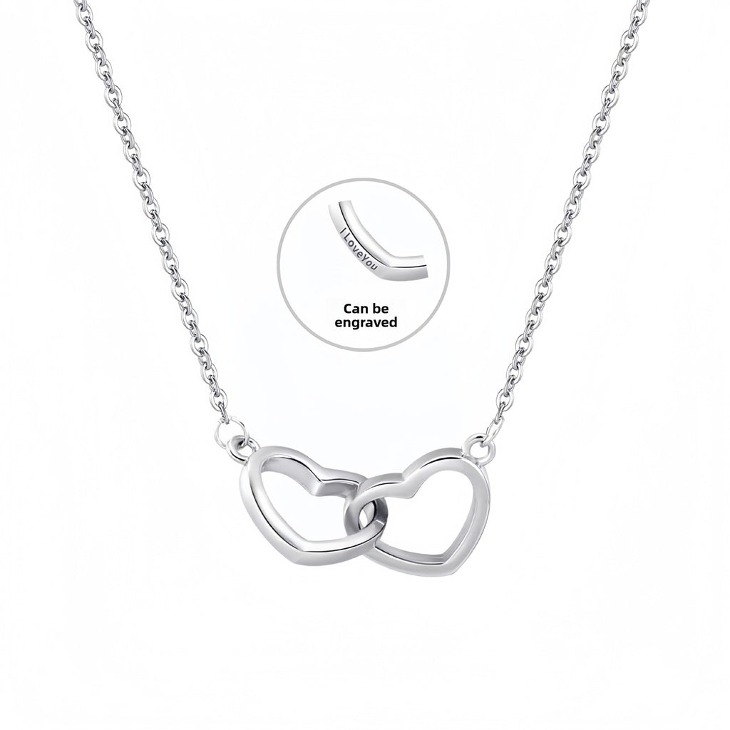 Double Heart Titanium Steel Necklace for Women - Fashion