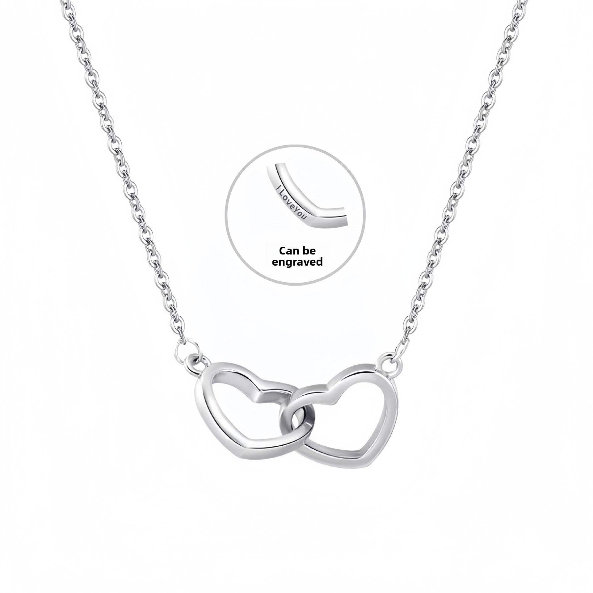 Double Heart Titanium Steel Necklace for Women - Fashion