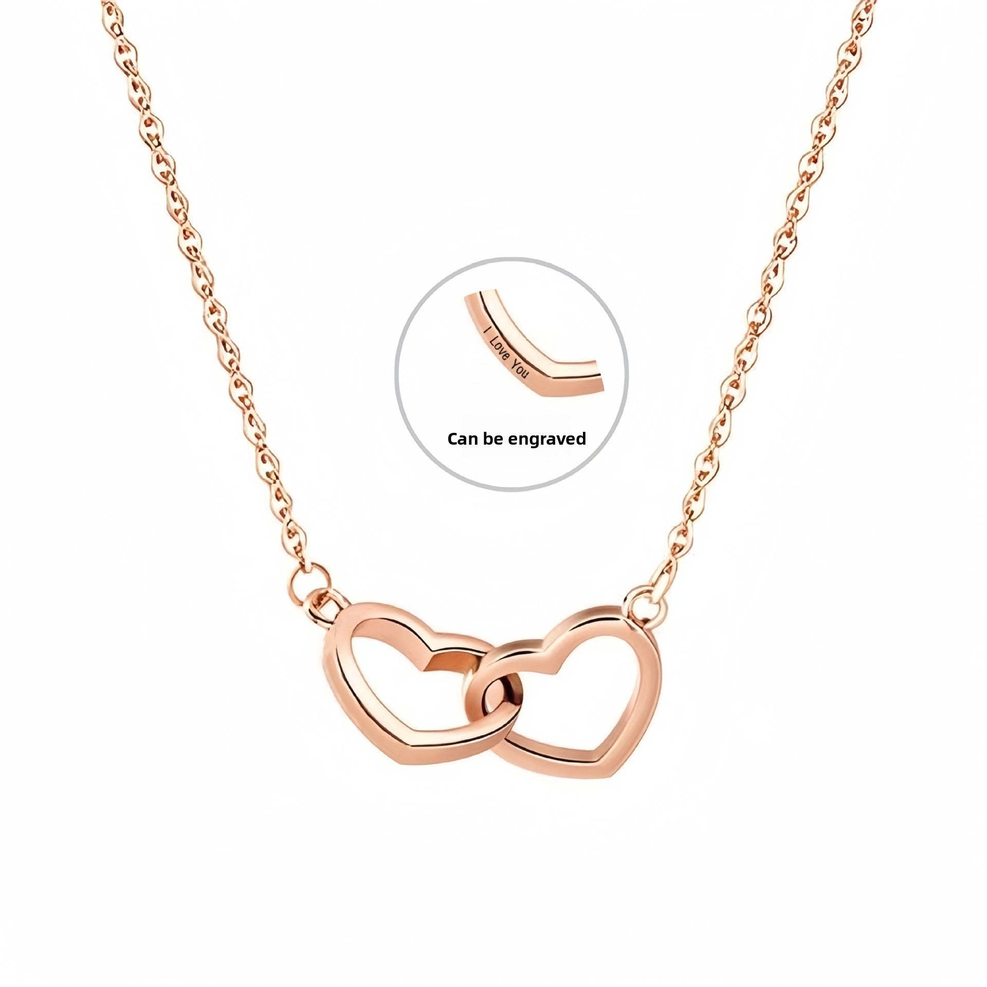 Double Heart Titanium Steel Necklace for Women - Fashion